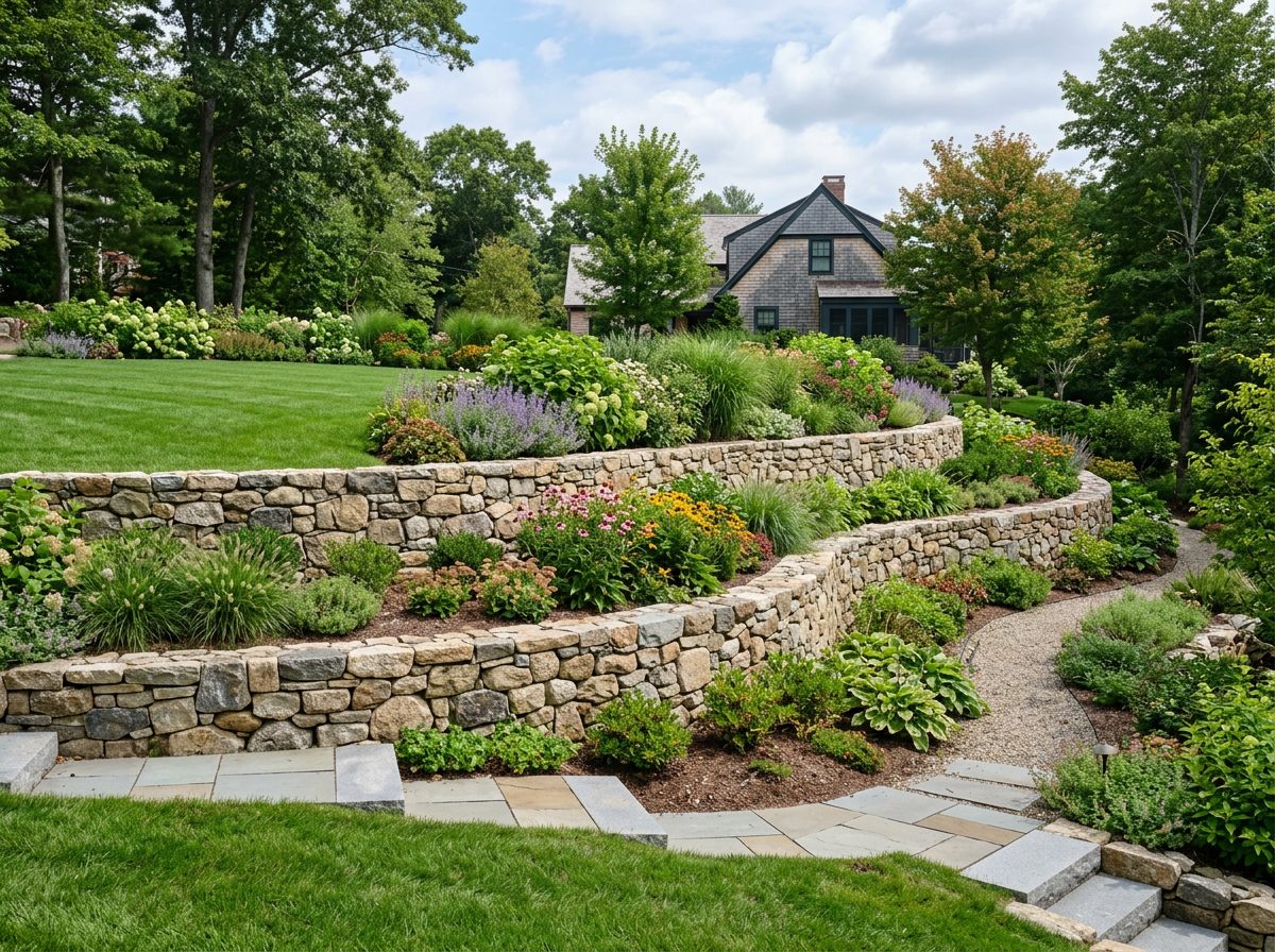 Natural Stone Retaining Wall